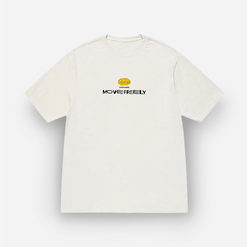 Vibram “Move Freely” T-Shirt White FIVEFINGERS Short Sleeve 100% Cotton